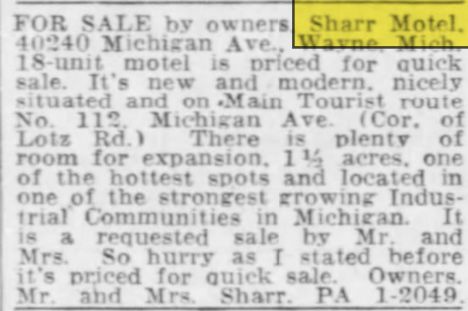 Sharr Motel - Jan 1957 For Sale (newer photo)